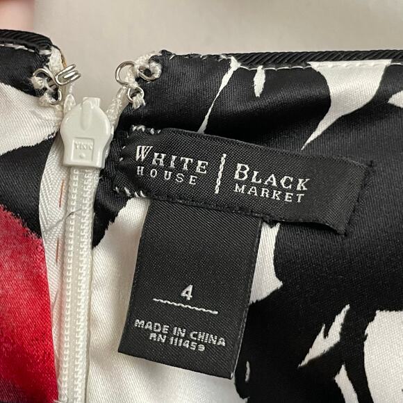 WHMB 4 bodycon dress floral Corpcore business casual workwear white black boho - Picture 4 of 8